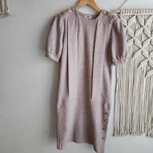 Vintage‎ Charlee Alison ElJay Knit Dress Made USA Union S/M Taupe 70s